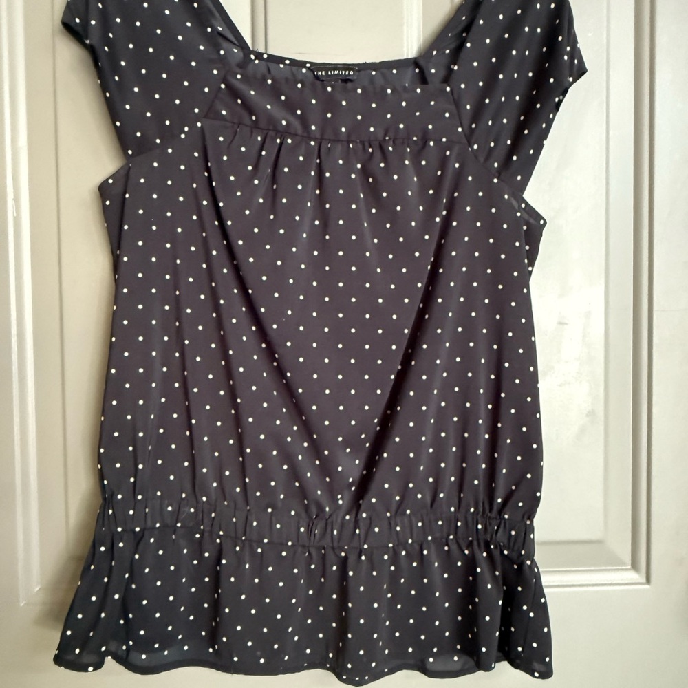 The Limited Charcoal Polka Dot Blouse